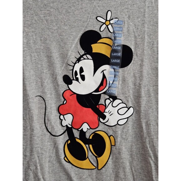 Disney Minnie Mouse Velvet Raglan Short Sleeve Grey T-Shirt Women's Size Large - Picture 2 of 7